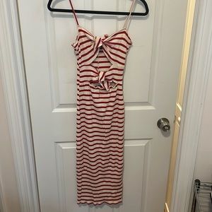 Reformation red / white striped midi dress sz L
